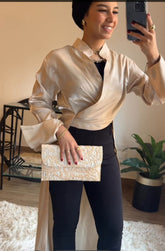 Shadow Grace  Cream Beige Blouses