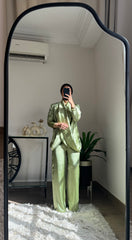 Dripping Pants Metallic Olive green π«