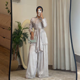Sky Flow Organza Set – Soft Grey