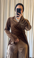 Brown velvet shadow Pants