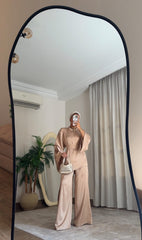 Quiet Grace – Beige Satin Set