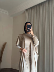 π€ Aurora β Beige Velvet Elegance Dress only