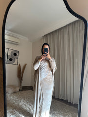 🤍 Aurora – Beige Velvet Elegance Dress only