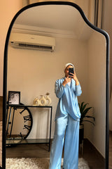 Dripping Blouses Metallic  Baby blue 💙