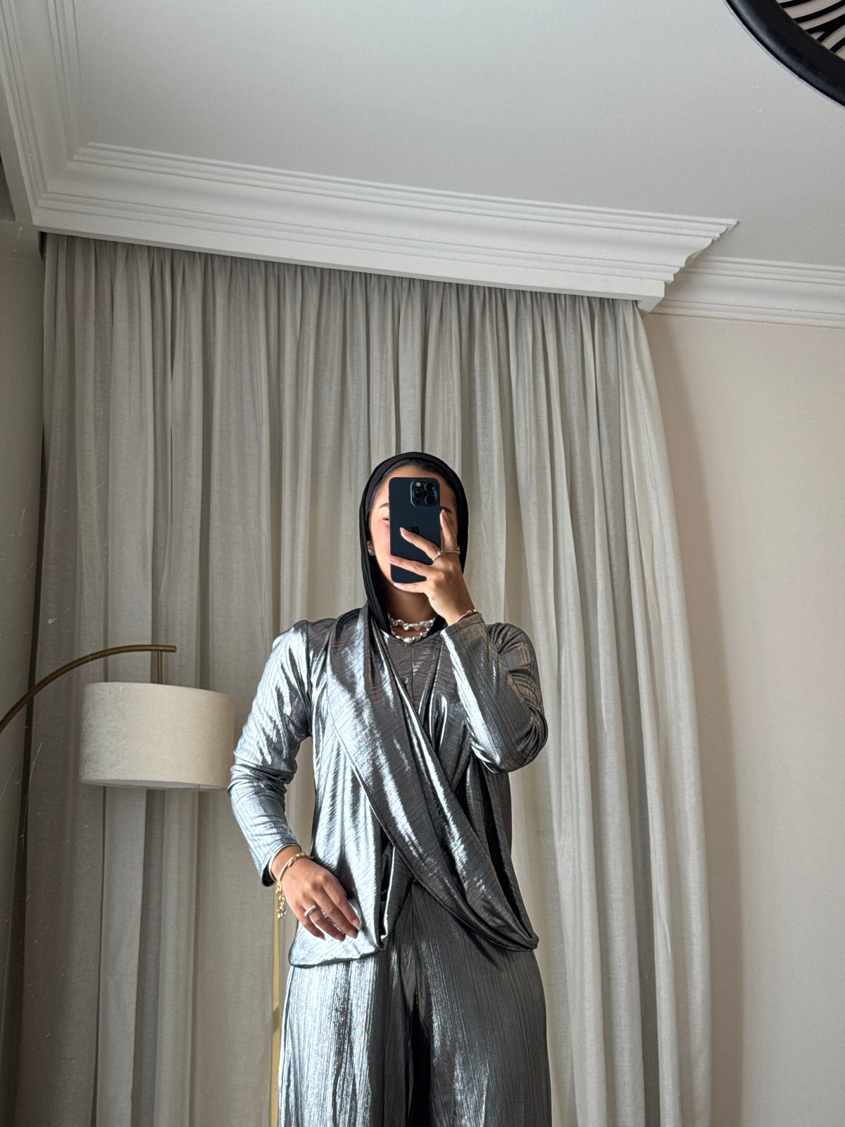 Dripping Pants  Metallic Silver