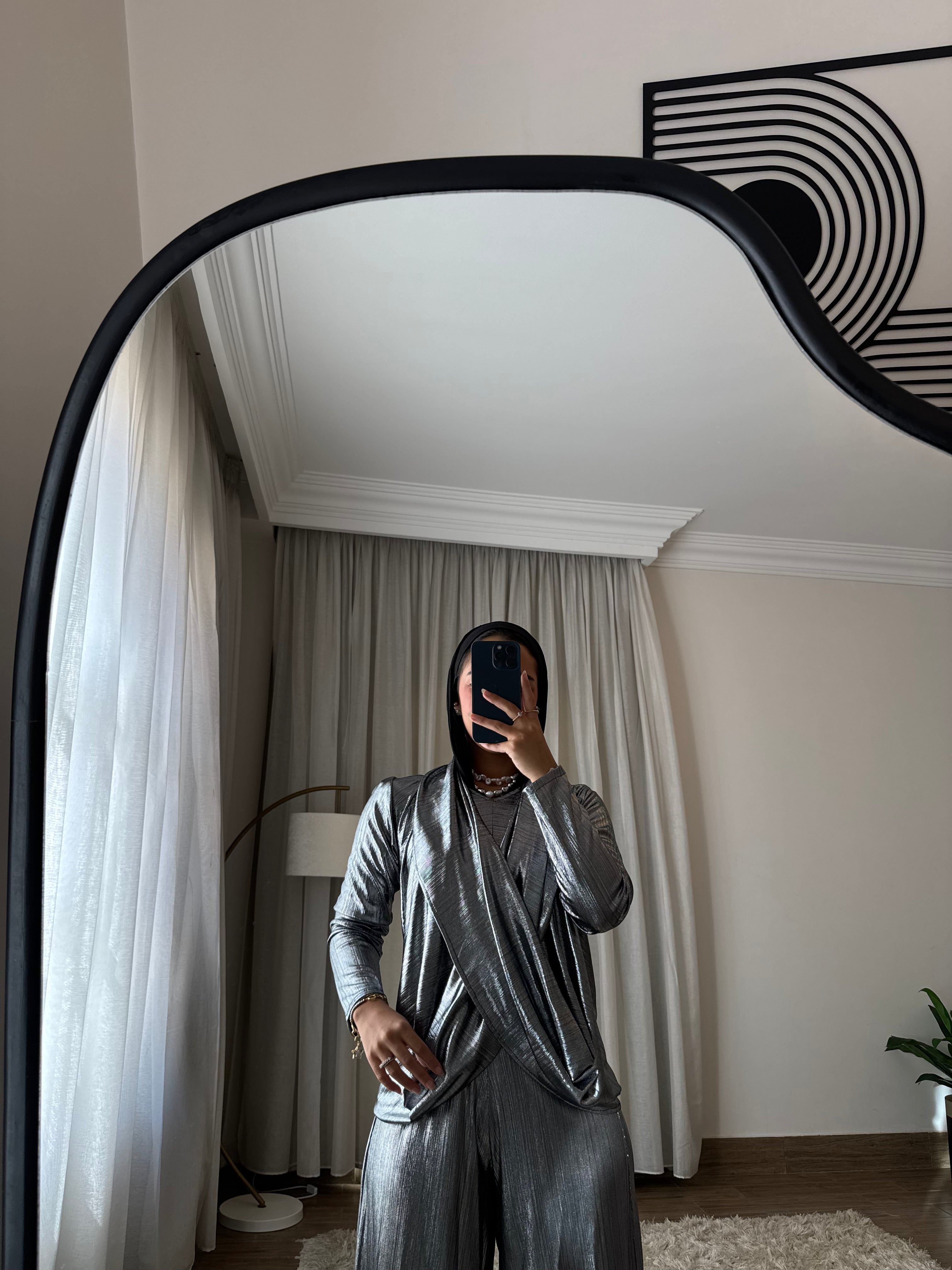 Dripping Blouses  Metallic Silver