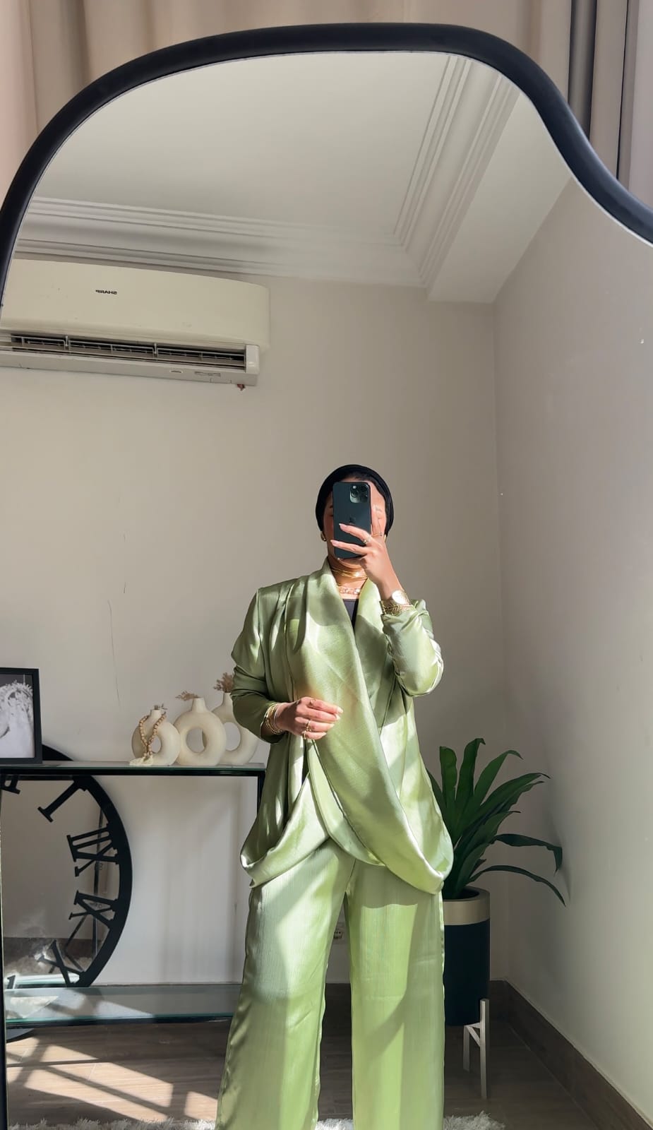 Draped Elegance Pants Light Olive | درايبد إيليجنس