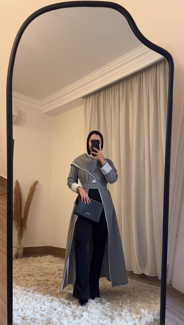 ✨Midnight Grace Silver Mist Long Coat Full Set
