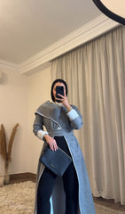 ✨Midnight Grace Silver Mist Long Coat Full Set