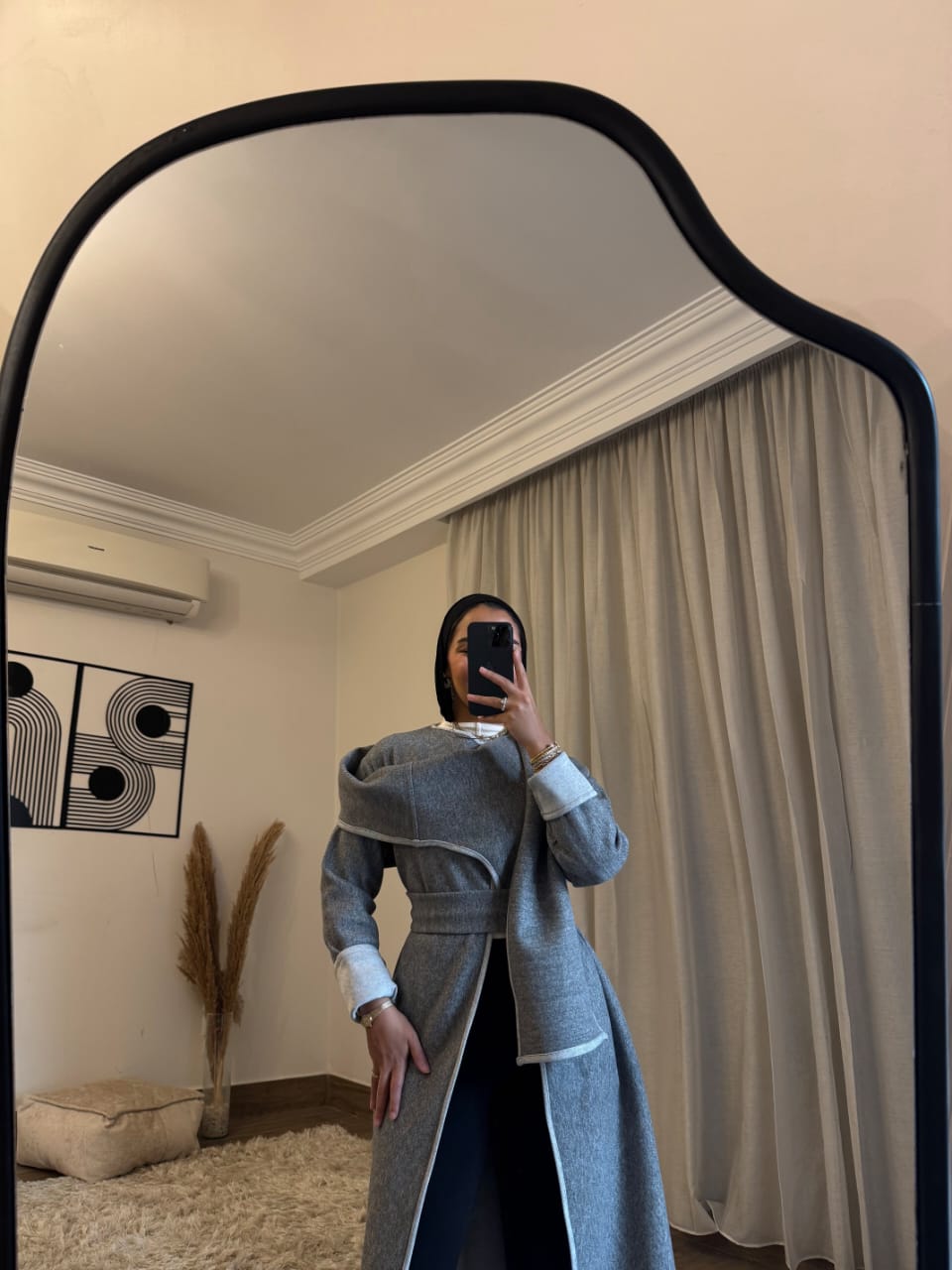 ✨ Midnight Grace Silver Mist Long Coat
