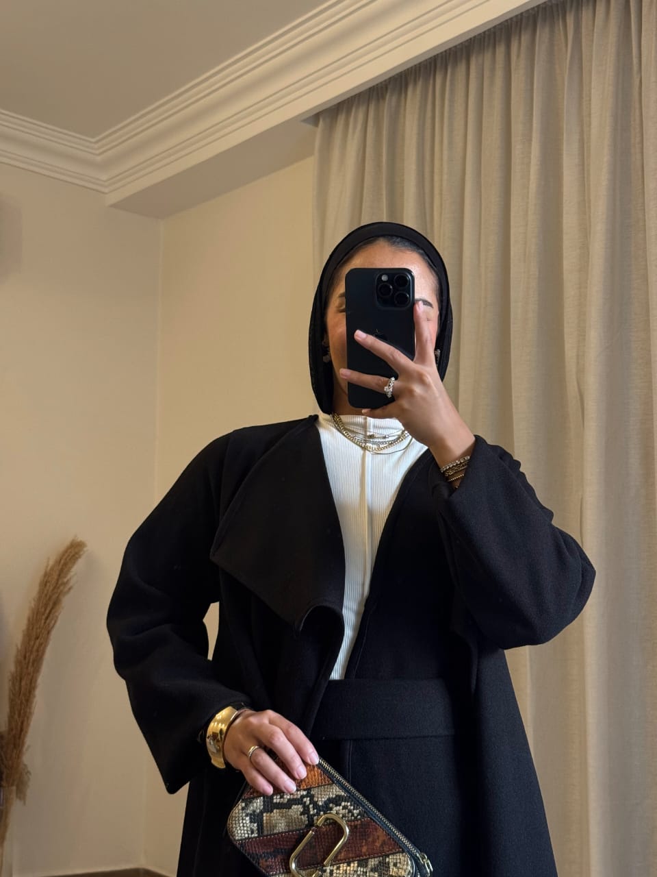 🖤 Midnight Grace Long Coat Black