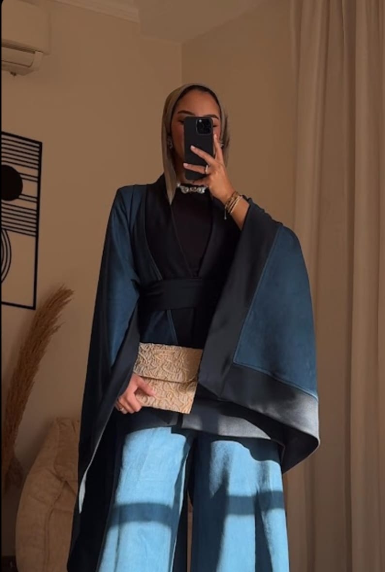 ✨&nbsp; Coco Suede Kimono Cape – Deep Teal Suede