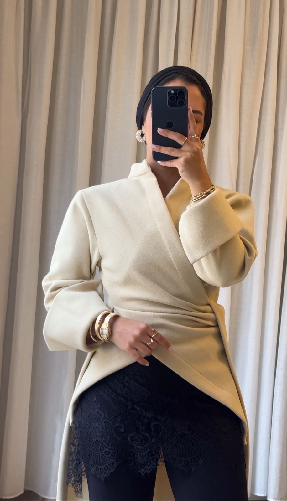 Beige wool shadow Blouses