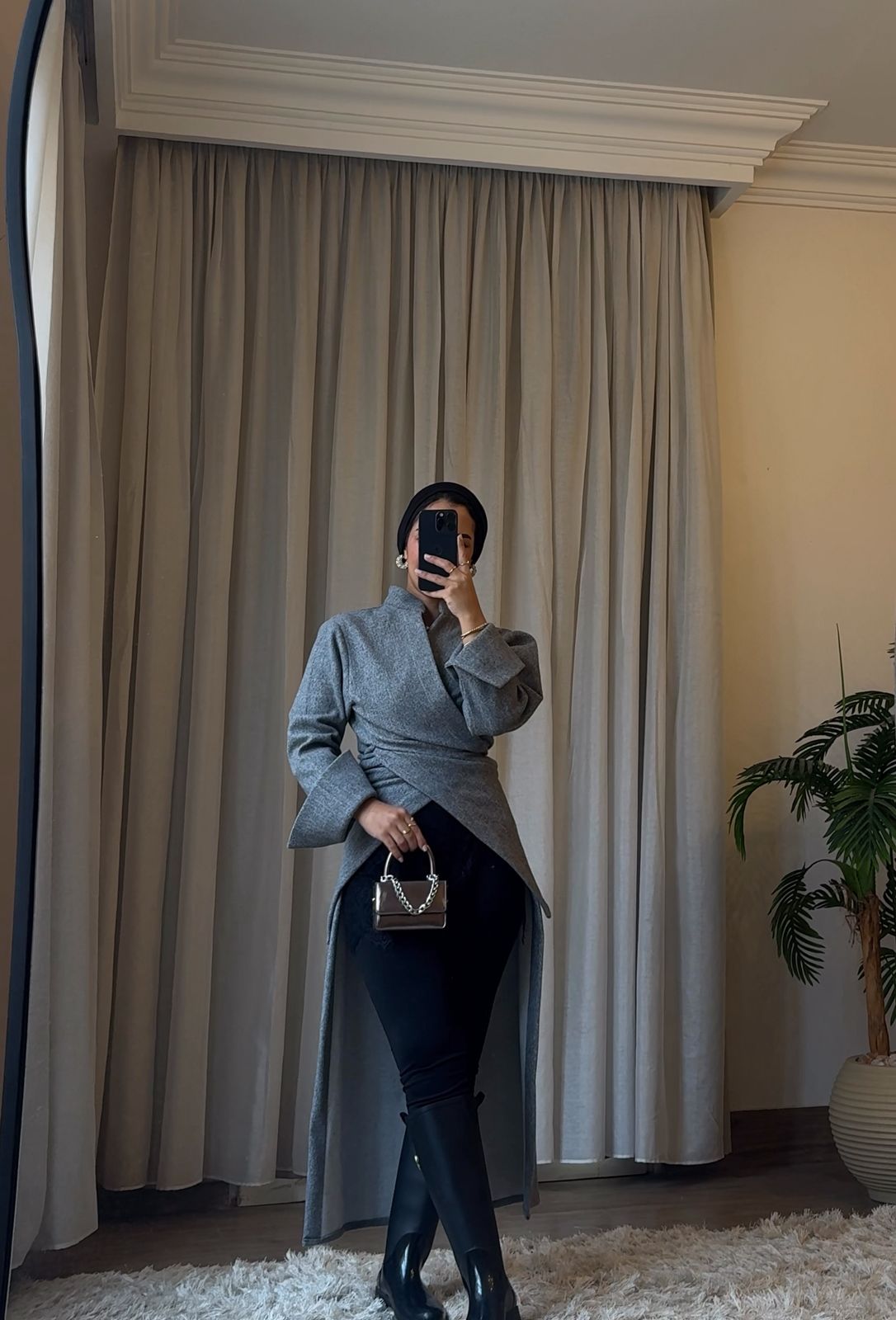 Light grey wool shadow Blouses