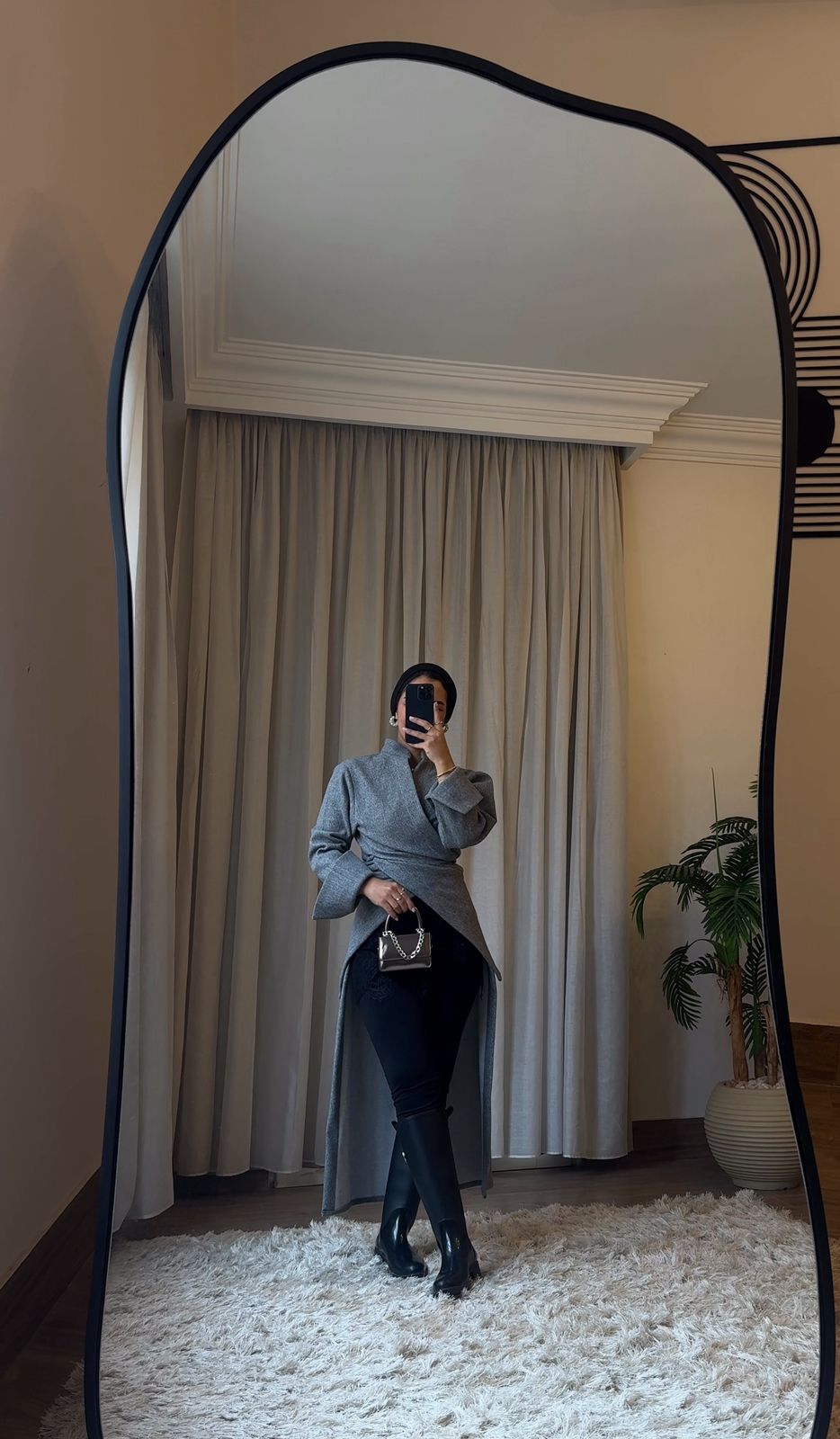 Light grey wool shadow Blouses