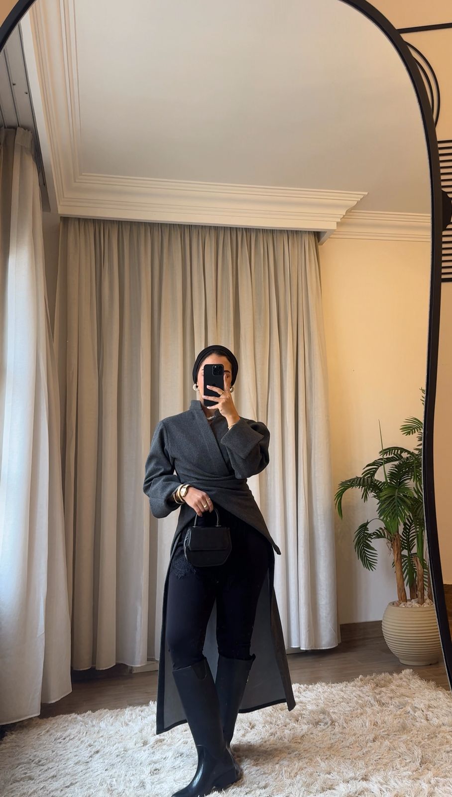 Dark grey wool shadow Blouses