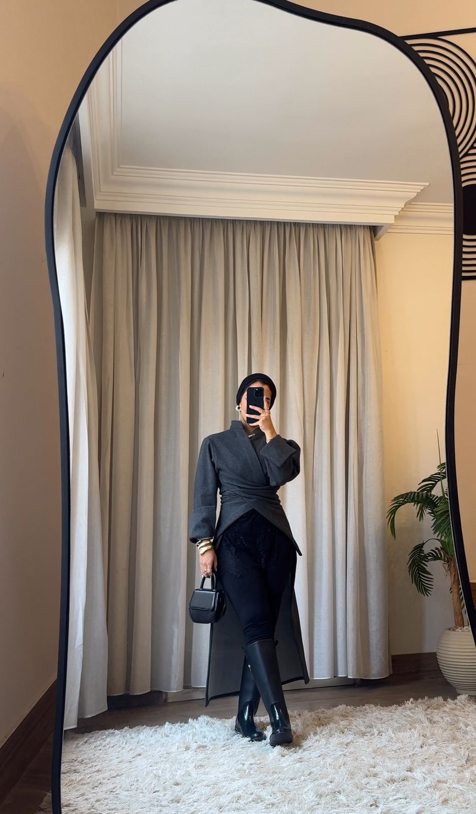 Dark grey wool shadow Blouses