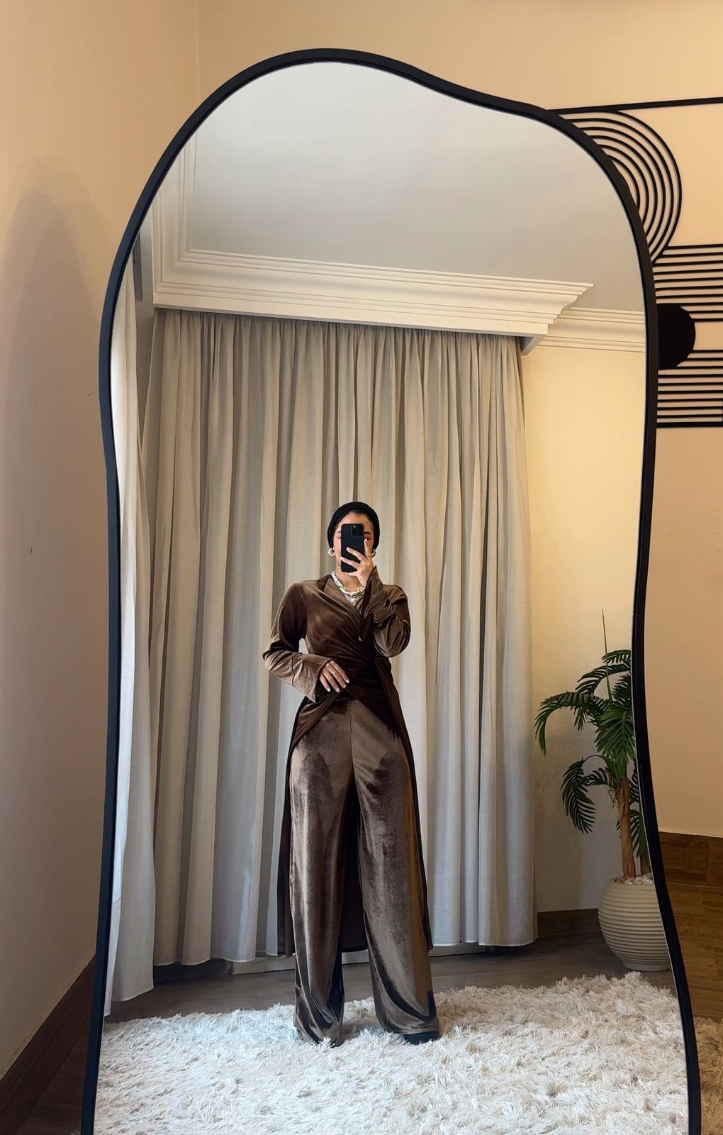 Brown velvet shadow Pants