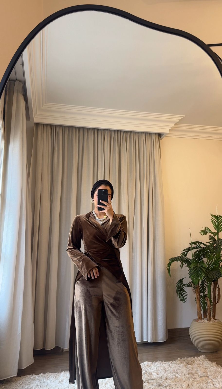 Brown velvet shadow Pants