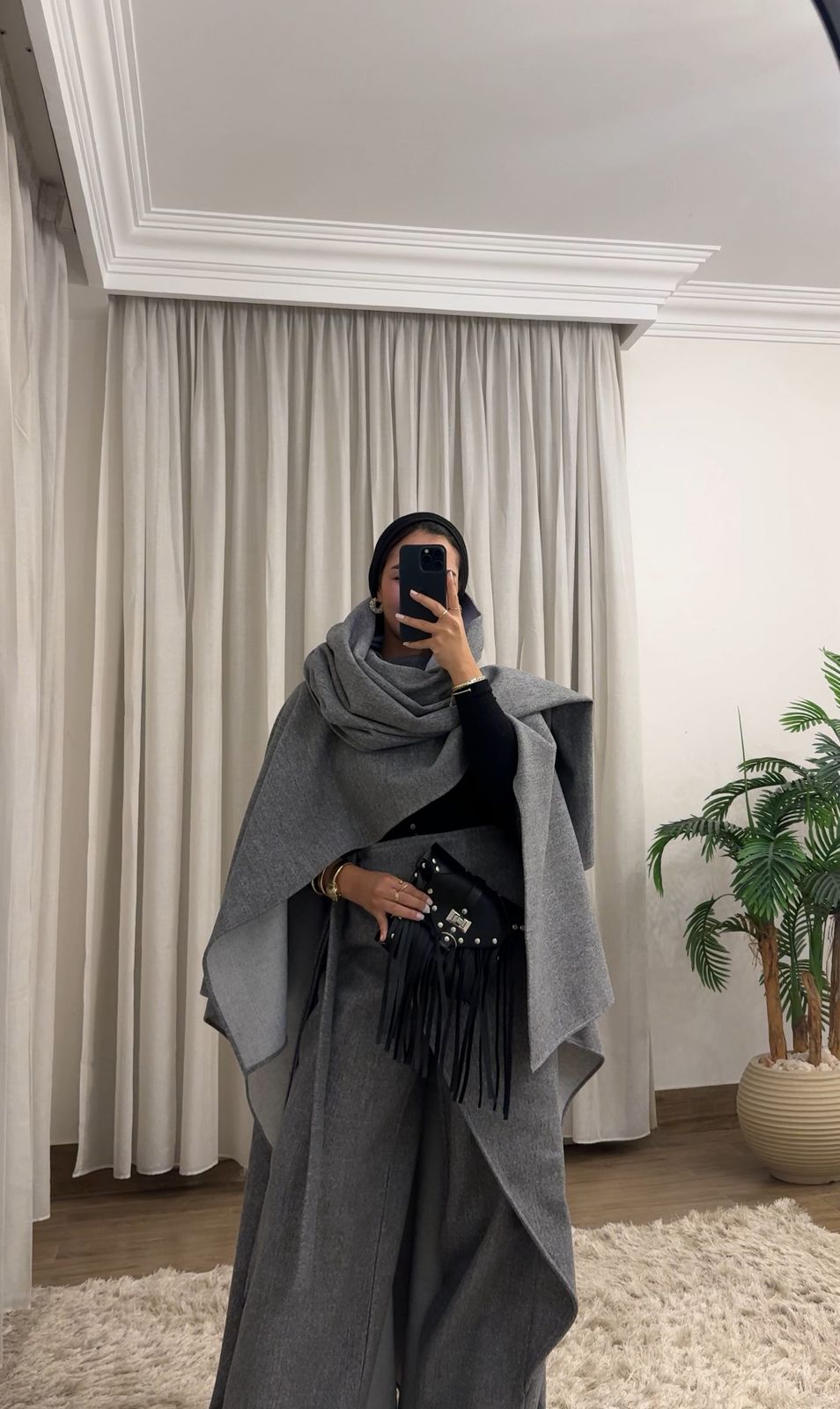 🖤Nova Shawl Dark Grey woll