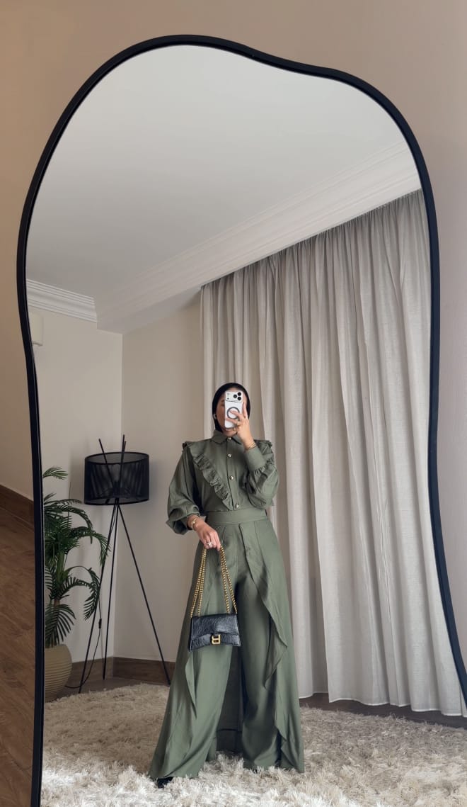 🌿 Celina Flow Set – Olive Linen