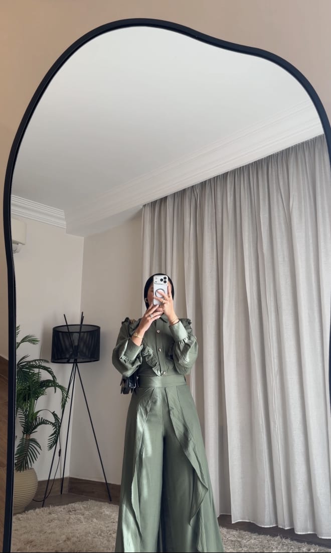 🌿 Celina Flow Set – Olive Linen