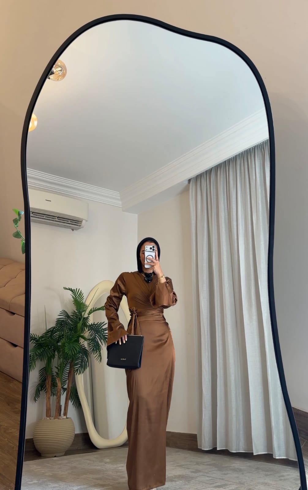 Emerald Grace – Brown Satin Set