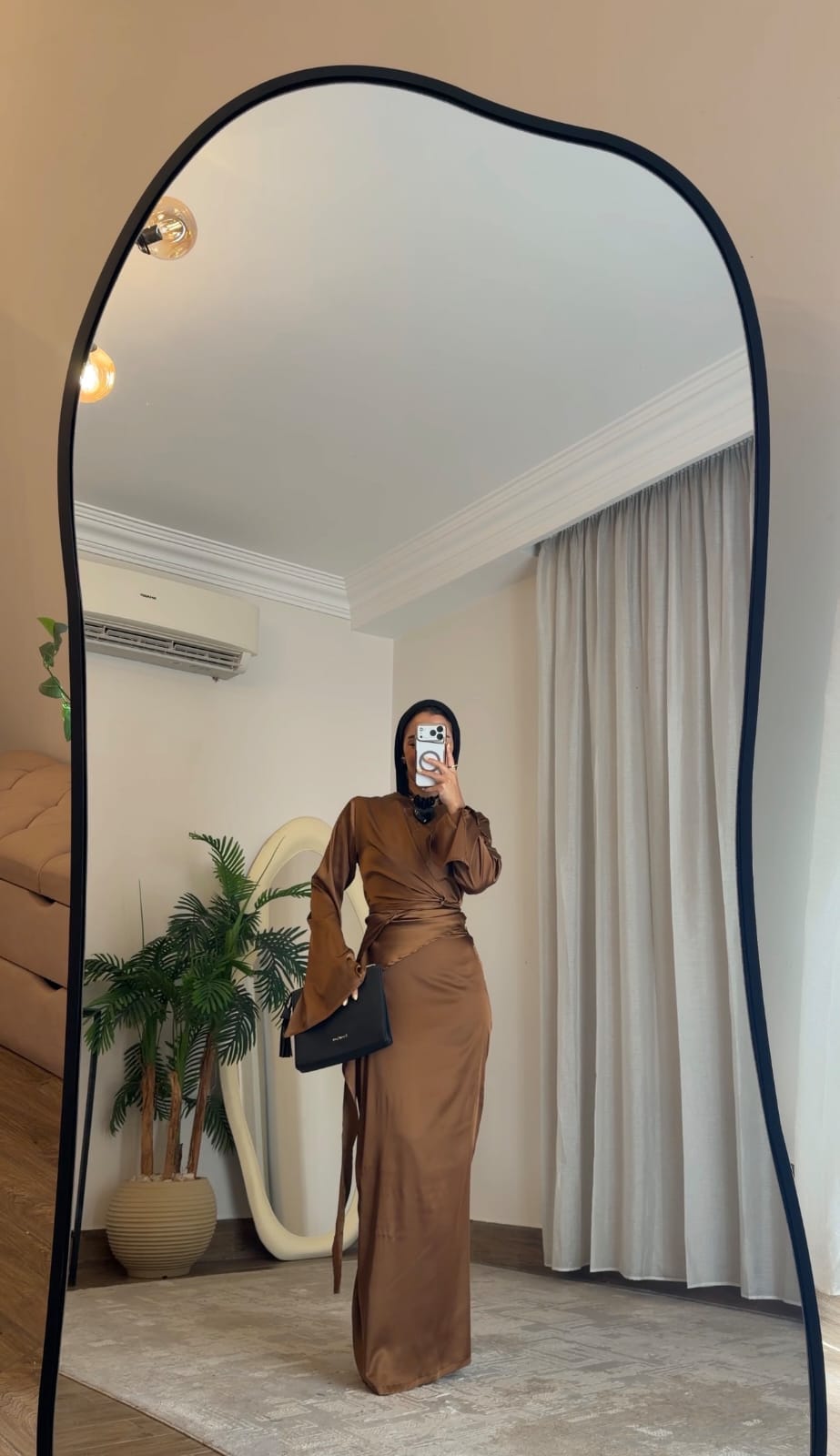 Emerald Grace – Brown Satin Set