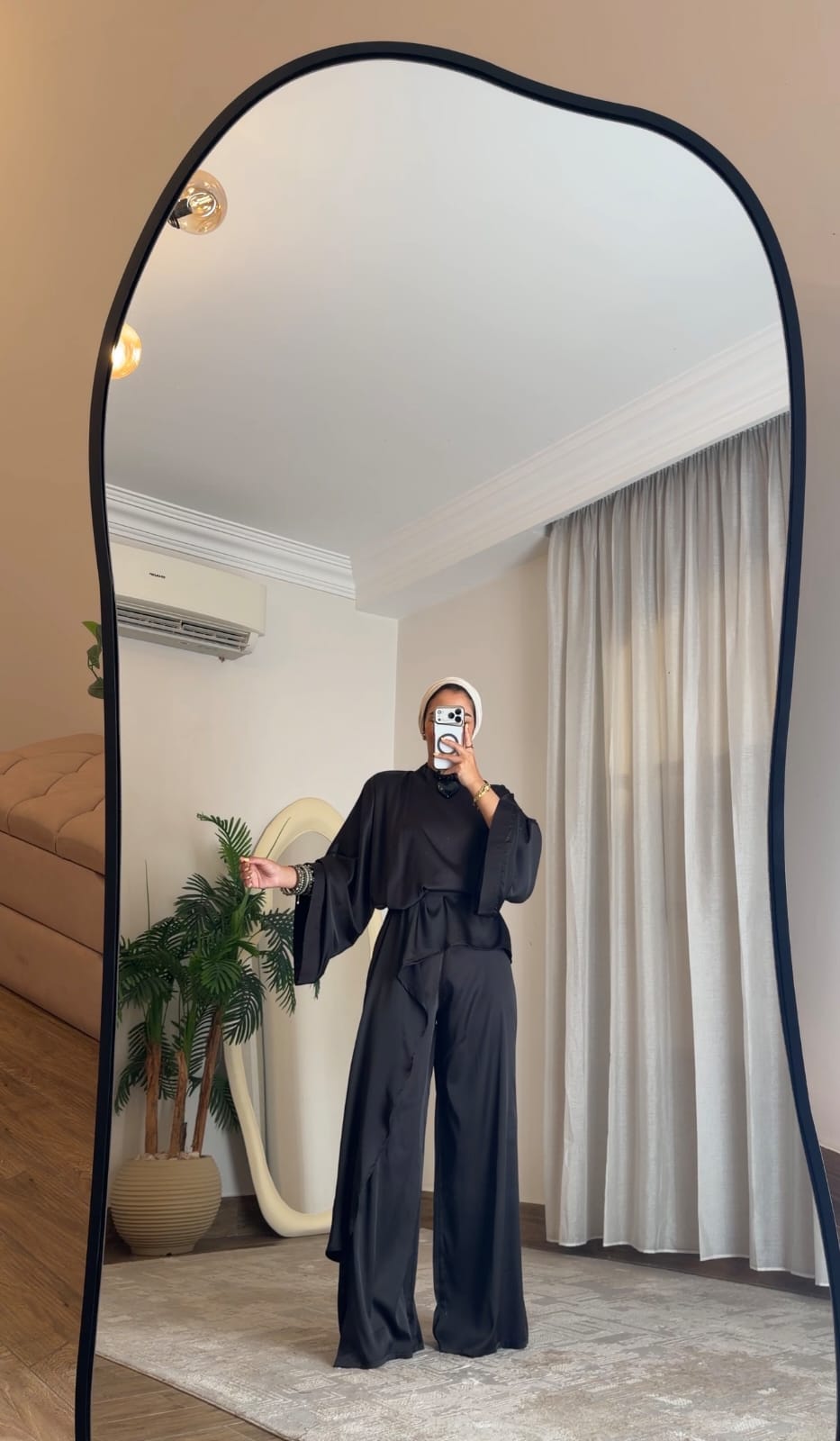 Quiet Grace – Black Satin Set