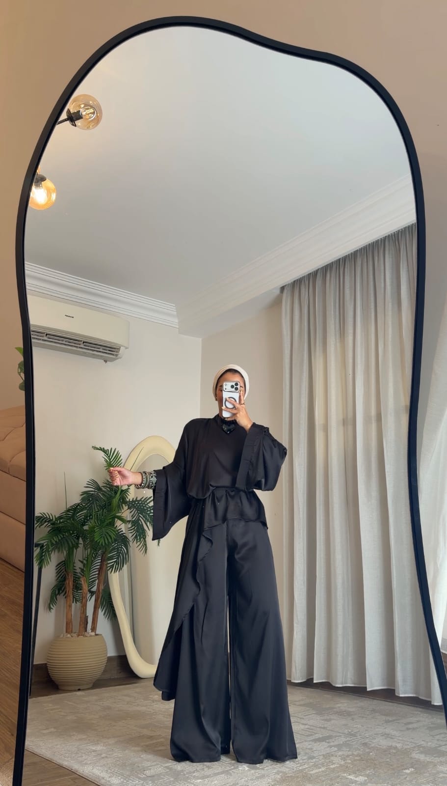 Quiet Grace – Black Satin Set