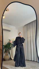 Quiet Grace – Black Satin Set