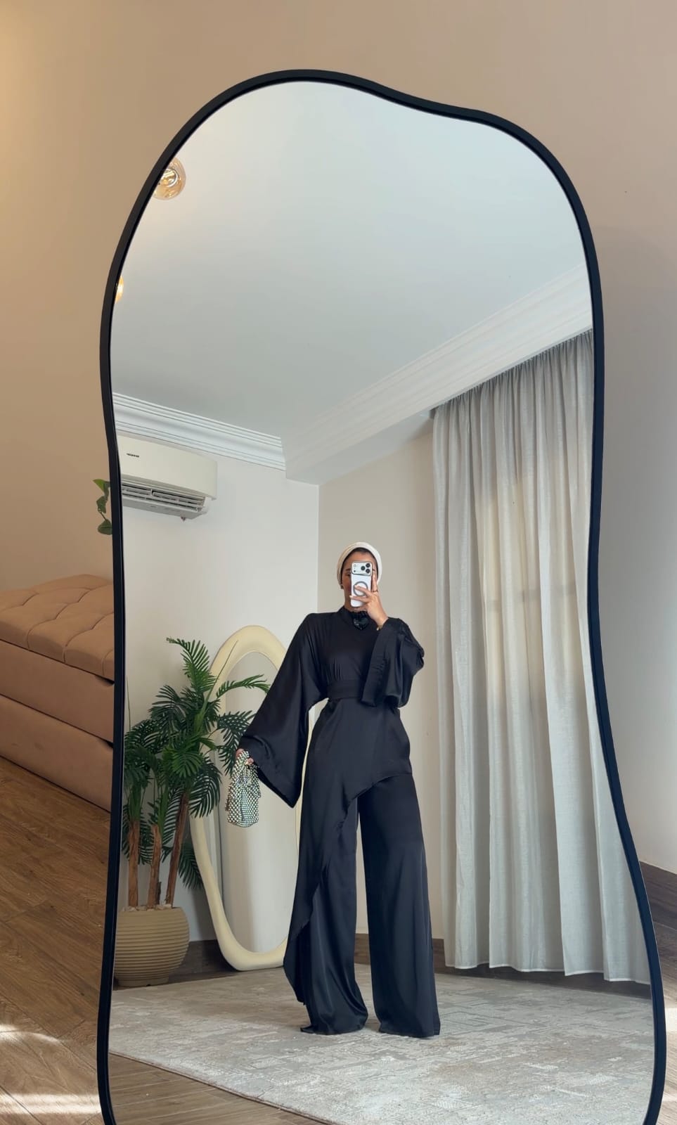 Quiet Grace – Black Satin Set