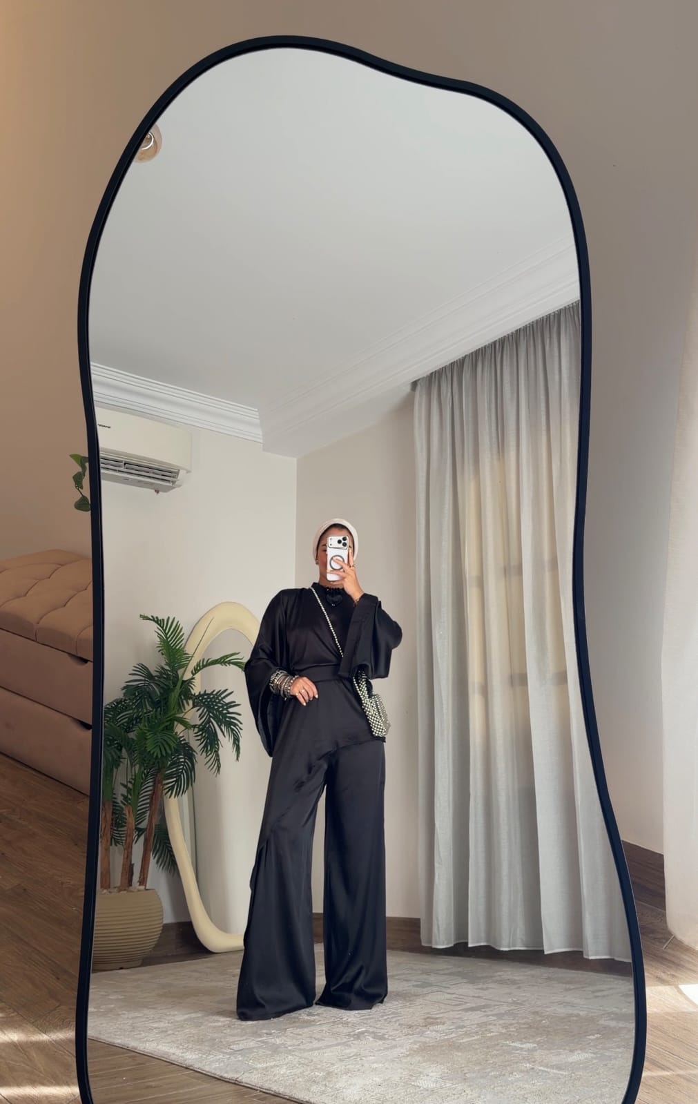 Quiet Grace – Black Satin Set