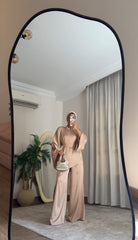 Quiet Grace – Beige Satin Set