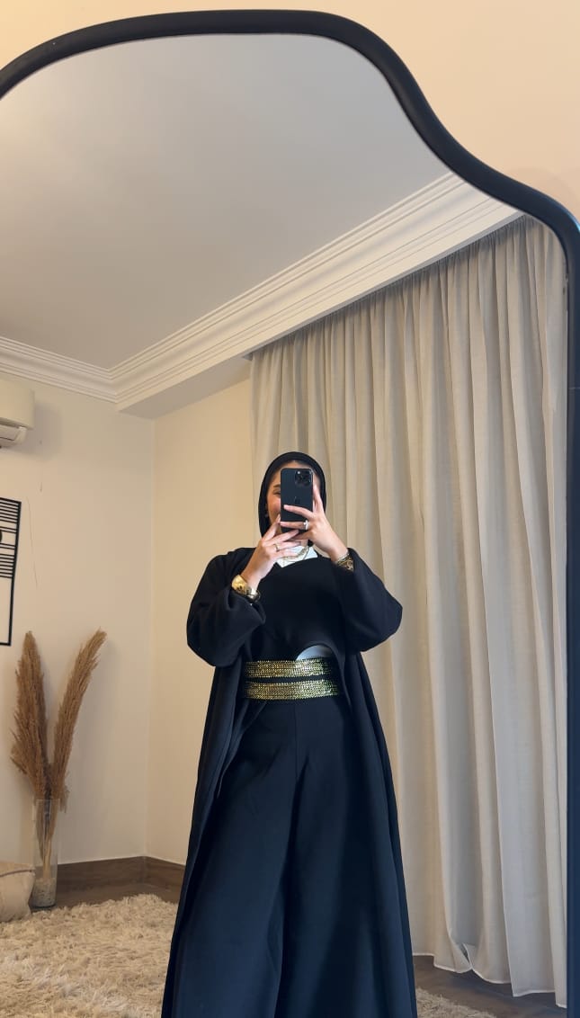 ✨Midnight Grace Black Mist Long Coat Full Set