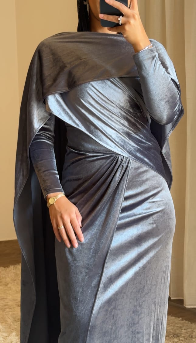 Aurora Caftan metallic gray Velvet