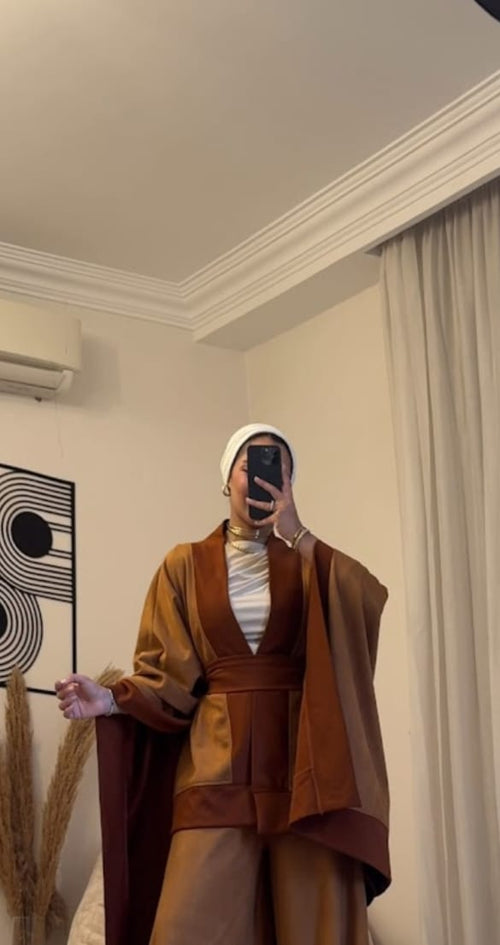 &nbsp;Coco Suede Kimono Cape – Havane Camel