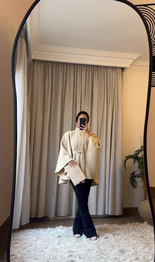 Butterfly Wool Cape – Soft Beige