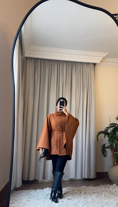 Butterfly Wool Cape – Caramel Brown