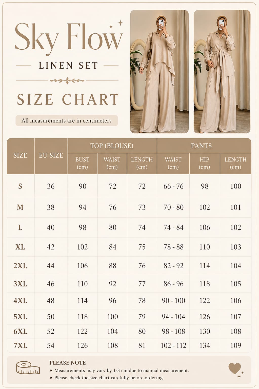 Sky Flow Linen Set – Beige