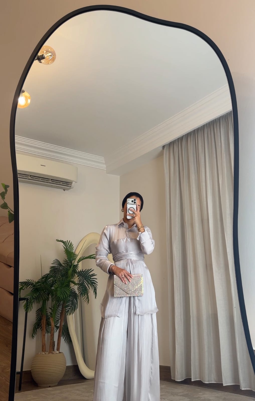Sky Flow Organza Set – Soft Grey