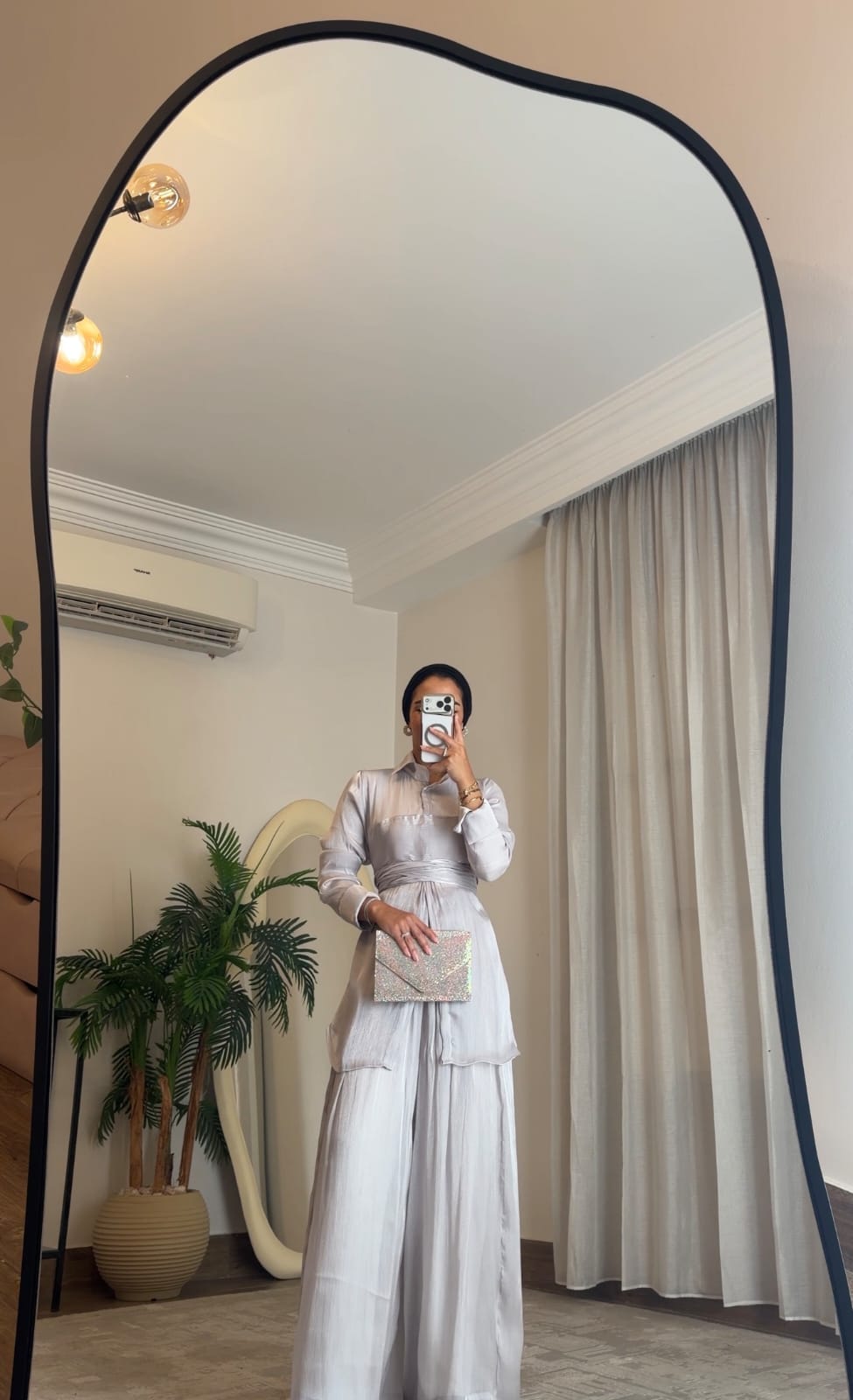 Sky Flow Organza Set – Soft Grey