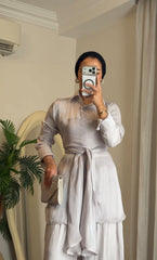 Sky Flow Organza Set – Soft Grey