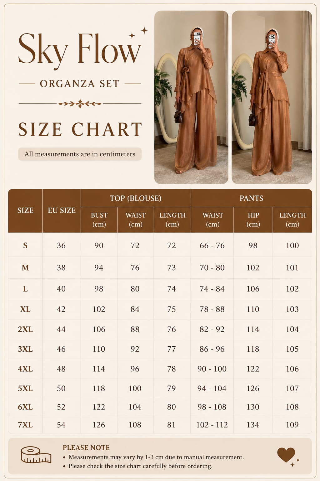 Sky Flow Organza Set – Warm Mocha Brown 🤎