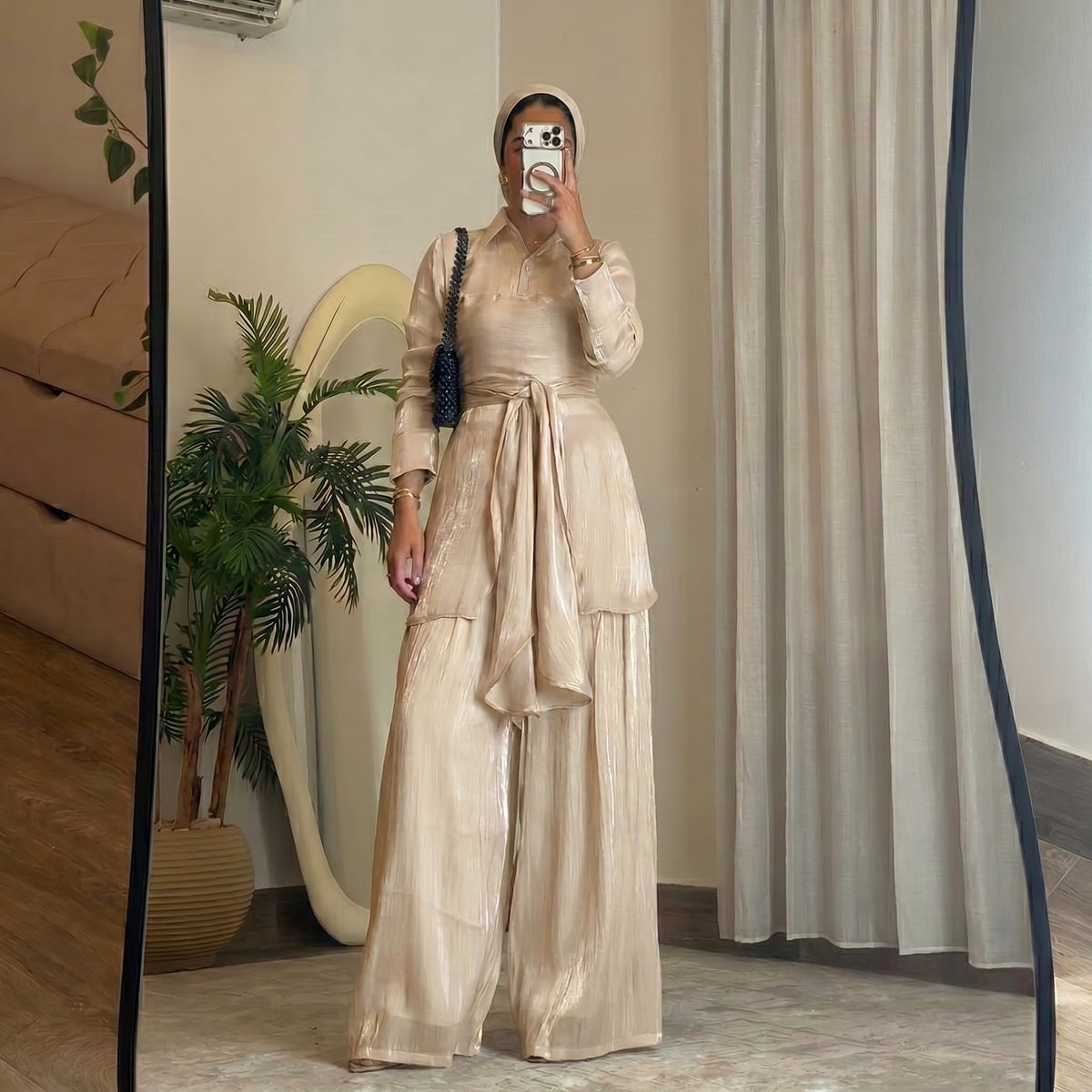Sky Flow Organza Set – Soft Beige