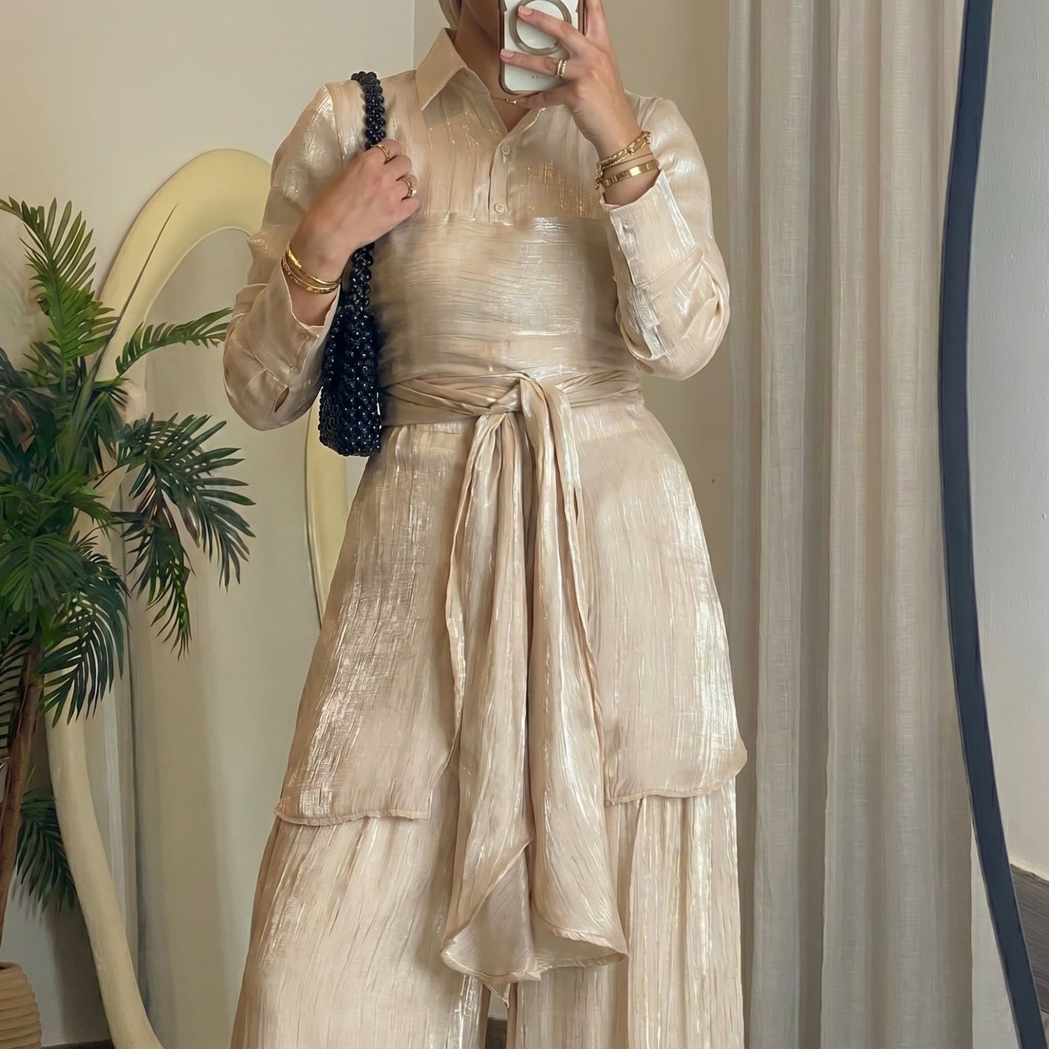 Sky Flow Organza Set – Soft Beige 🤍