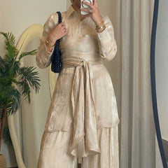 Sky Flow Organza Set – Soft Beige 🤍